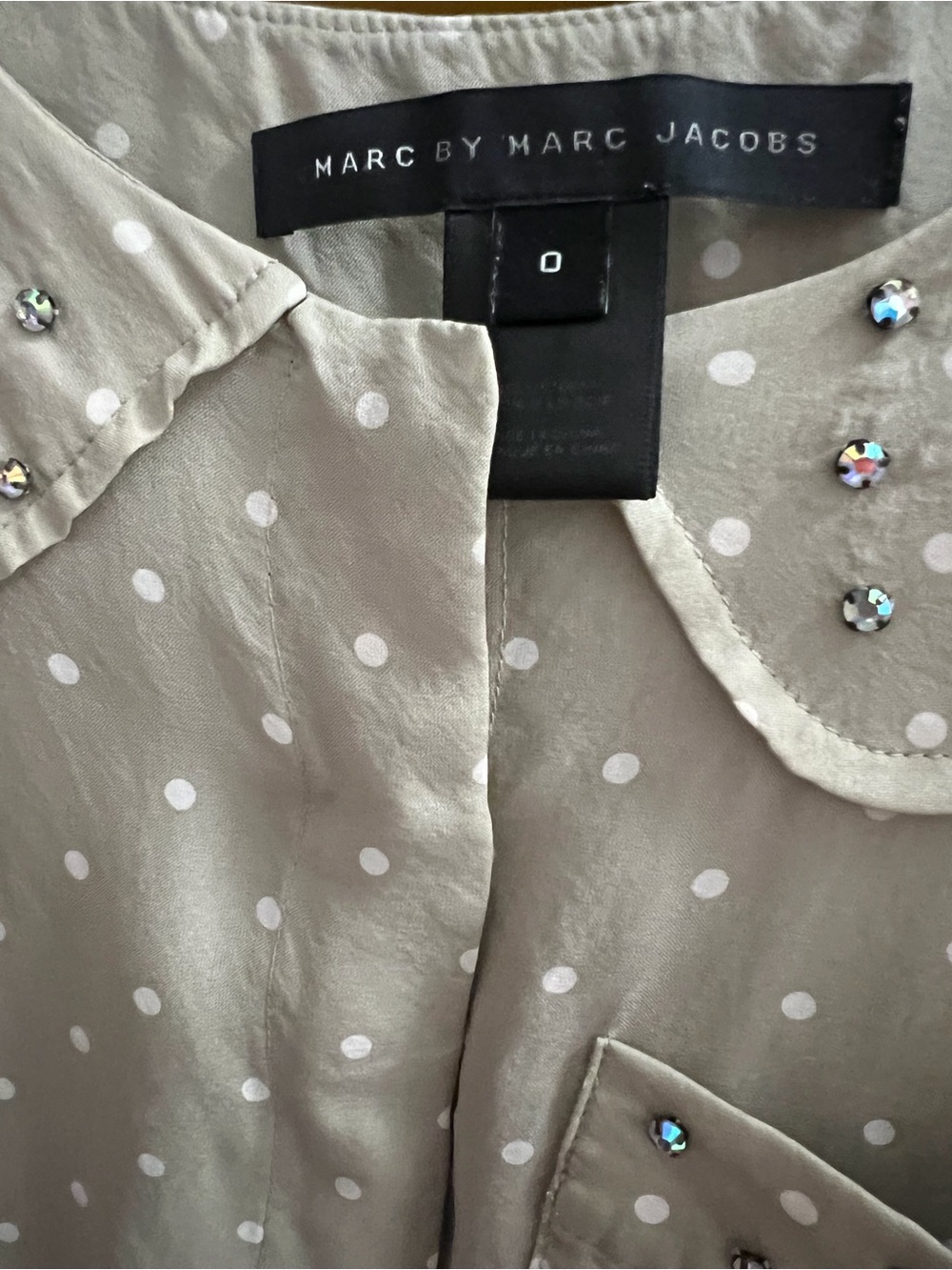 Marc by Marc Jacobs Beige Polka Dot Blazer with Crystal Accents